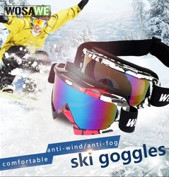 WOSAWE Ski Cycling Goggles Anti-fog Motorcycle Goggles Windproof Cycling Goggles Men Women Snowboard UV Protetion Sungalsses