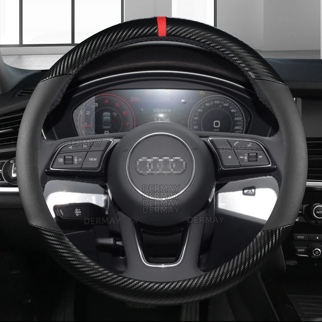 Auto Lenkradbezug Für Audi A1 A3 A4 A5 A6 A7 A8 Q2 Q3 Q5 Q7 Q8 S4 S3 S5 S6  S8 RS6 RS4 Carbon Leder Auto Lenkradbezug 38cm Lenkrad Abdeckung (Farbe 