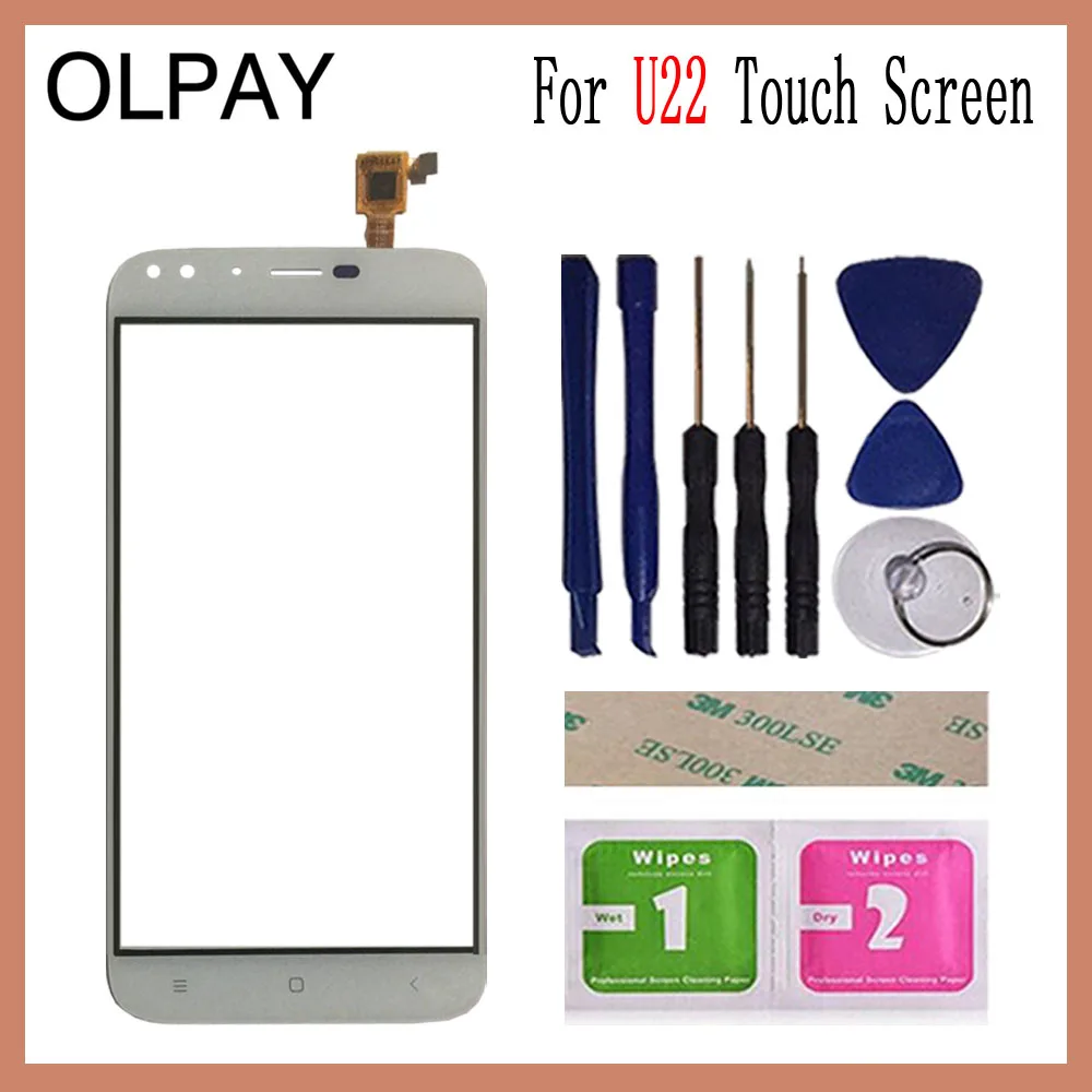 OLPAY 5,5 ''сенсорная стеклянная панель для Oukitel U22 сенсорный экран дигитайзер стекло сенсор инструменты Бесплатный клей+ прозрачные салфетки - Цвет: White With Tools