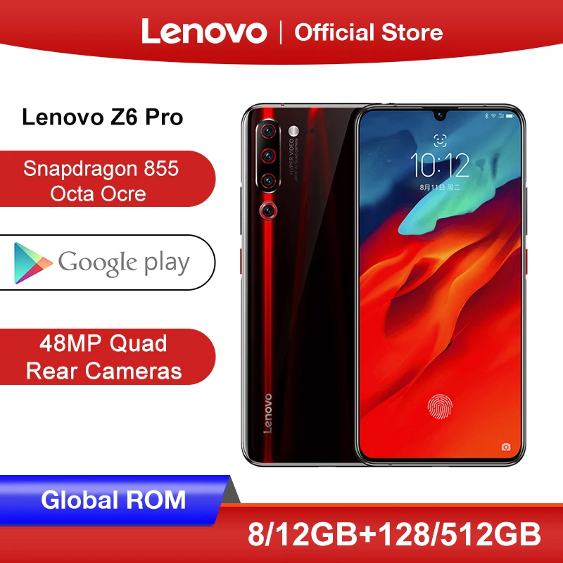 Lenovo Z6 Pro смартфон с восьмиядерным процессором Snapdragon 855 ОЗУ 8 Гб ПЗУ 128 ГБ 48