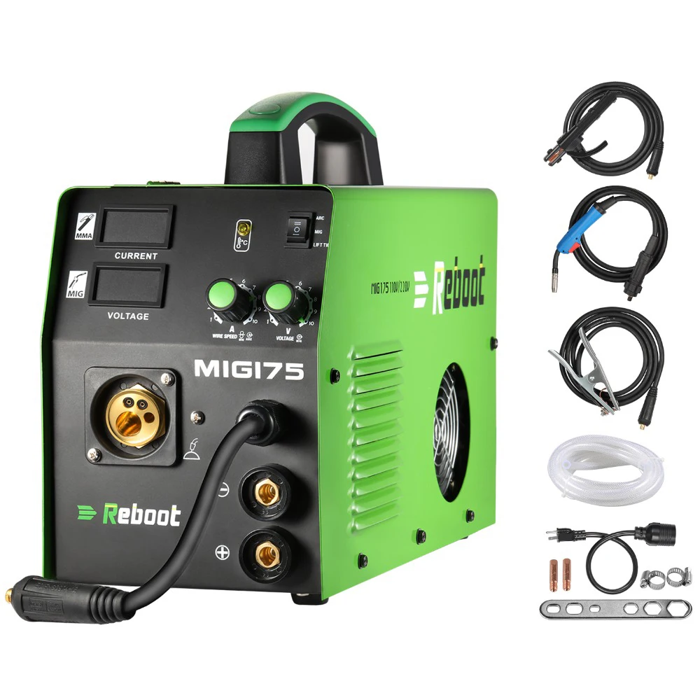 MIG Schweißer MIG-175 Gas/Gaslose DC 220V2 in 1 Flux Core Draht Und Feste Draht IGBT Inverter schweißen Maschine MMA MIG MAG MIG Schweißer MIG-175 Gas/Gaslose DC 220V2 in 1 Flux Core Draht Und Feste Draht IGBT Inverter schweißen Maschine MMA MIG MAG