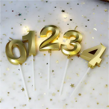 

0-9 Gold Sliver Number Cake Decoration Happy Birthday Cake Toppers for Girl`s Boy`s Lovers Cake Decor Baby Shower Party Supplies