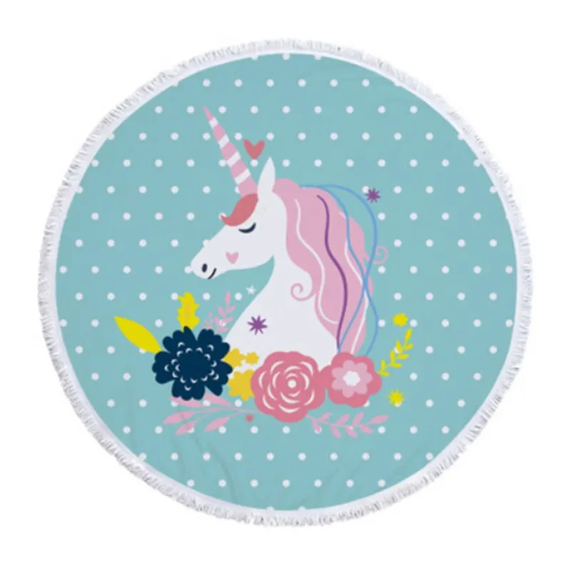 Hot 1PC Flamingo Print Round Beach Towel Microfiber Fabric Bath Towel With Tassels Fashion Printing Beach Towels For Women - Цвет: 4