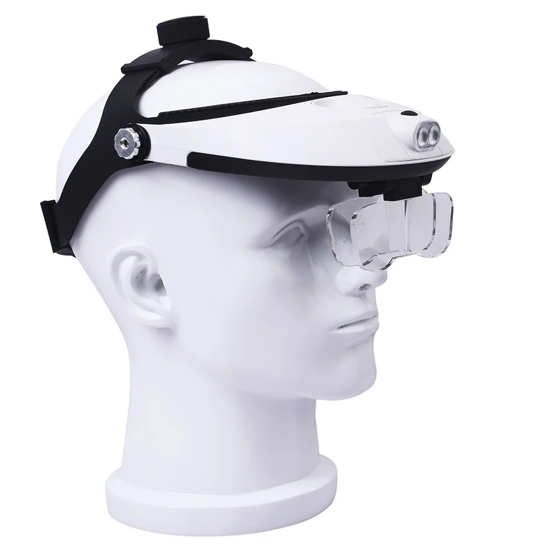 Head-Wearing Magifier 2LED Regulation Helmet Magnifying Glasses Timepieces Repairing Jewelry Identification Mechanical Repair