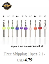 10pcs 0.5-3.175mm Titanium Coated PCB Milling Cutter Set Carbide CNC End Mills For Engraving Machine End Milling Cutter