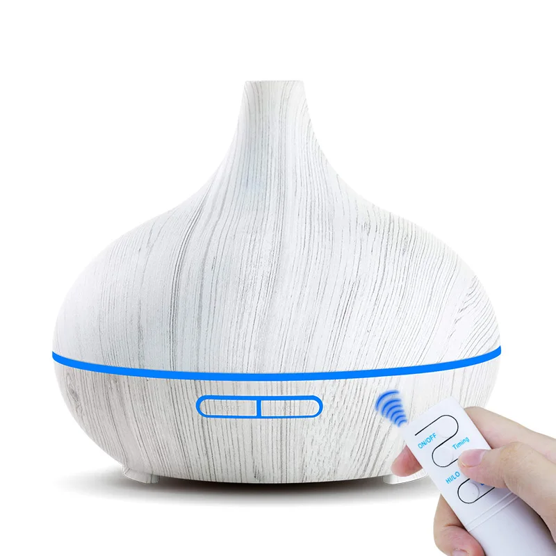 400ML Ultrasonic Air Humidifier Wood Grain Essential Aroma Oil Diffuser Air Purifier with 7 Color Changing LED Lights For Home