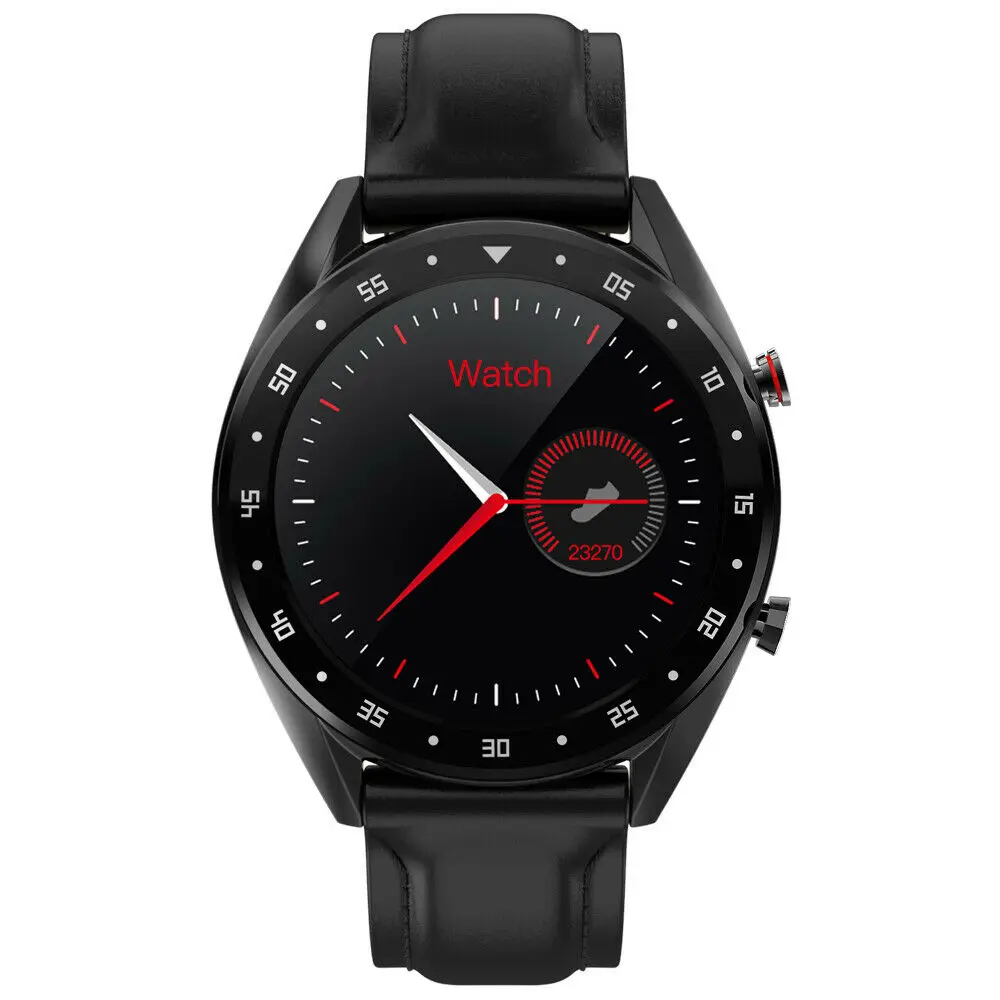 black leather L7 Смарт-часы для мужчин ЭКГ gps HRV спортивный браслет BT Talk пульсометр кровяное давление часы IP68 спортивные умные часы для Android IOS - Цвет: black leather