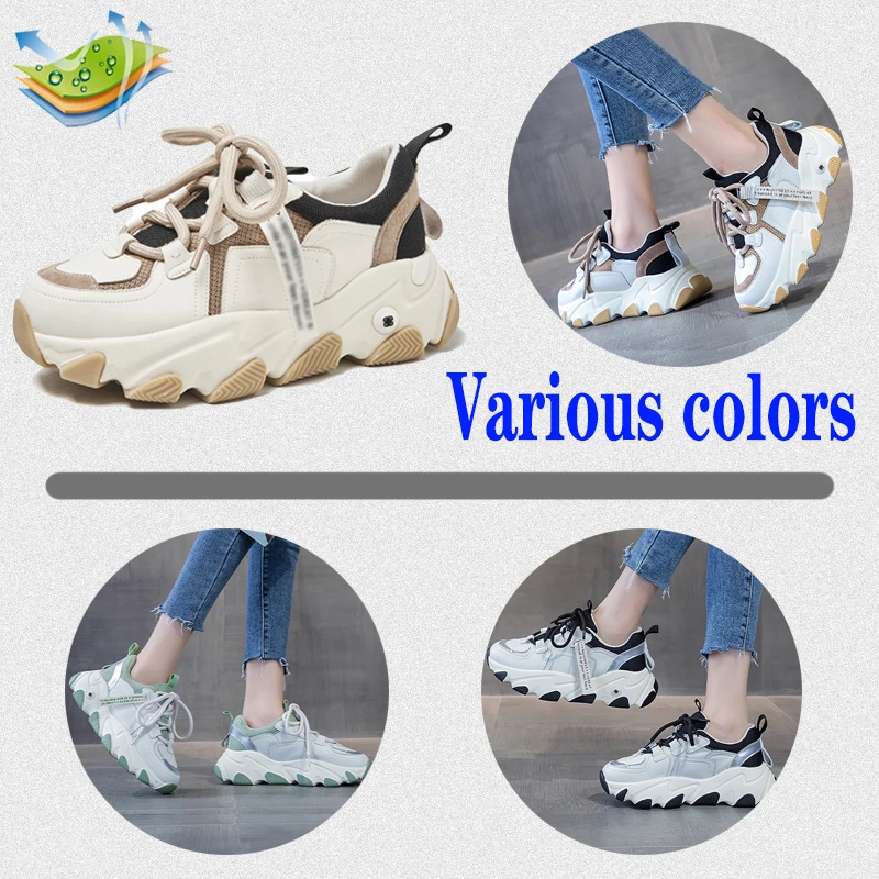 Women's Increased Breathable Casual Tennis Shoes,Women's Thick-Soled Increased Color Block Running Sneakers Zapatos De Muje