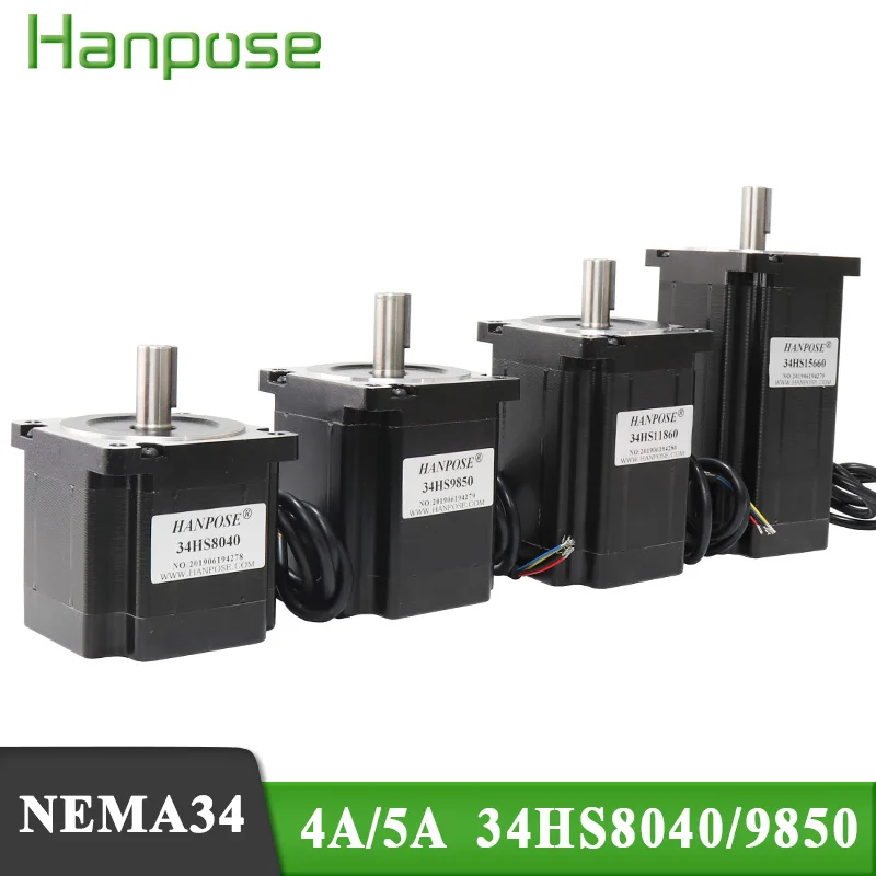 

hot Free shipping Nema34 86 stepper motor 4.0A 5.0A 8.0N.m 34HS8040/9850 D14mm Nema34 stepping motor for 3D CNC milling machine