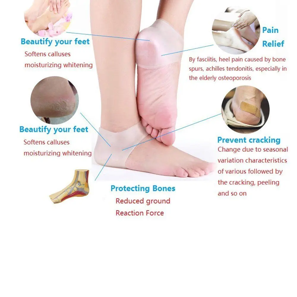 2 шт., мягкие силиконовые защитные носки для ног, предотвращающие сухость кожи, против шелушения, моющиеся, увлажняющий гель, защита для ног C127