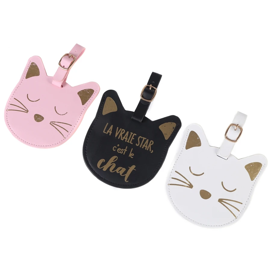 

Sales Suitcase Leather Cat LuggageTag Bag Pendant Travel Accessories Name ID Address VIP Weding Invitation Label LT29B