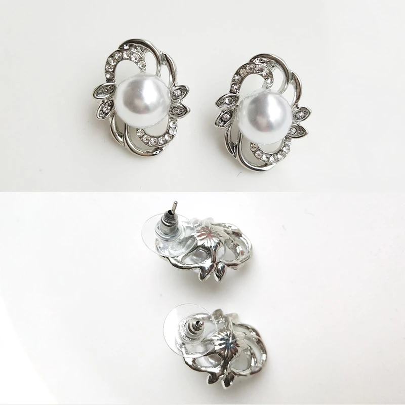 Simulated Pearl Jewelry Sets Fashion Gold Silver Color Geometric Crystal Choker Statement Necklace Earring Women Wedding Jewelry