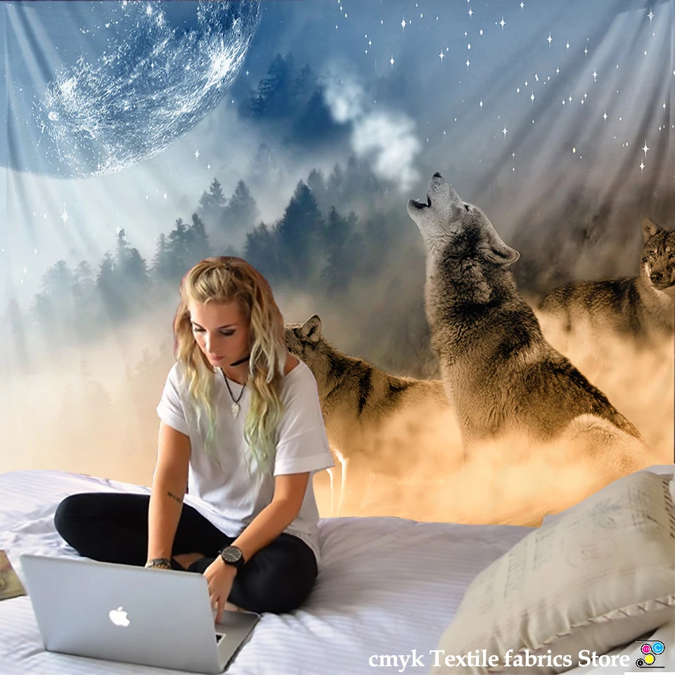Animals Wolf Tapestry Background Wall Hanging Tribal Animal Sheets Home Decor Beach Mat,tapestry decor