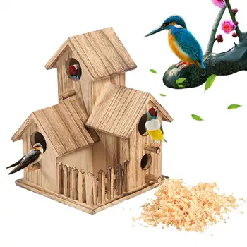 

Wood Bird House Breeding Nest Bird Feeder Parrot Breeding Decorative Cages Children Toy for Outdoor Gardening Home Decoration