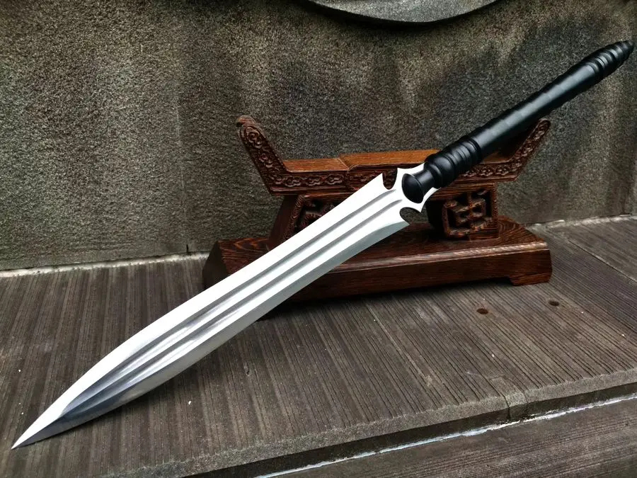 Старинное китайское лезвие WUSHU в стиле копьев меча пружинное стальное с кожаным