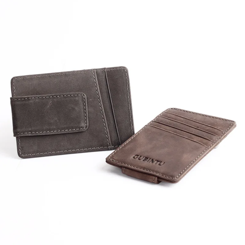 

Genuine Leather Mini Slim Cash Women Men Holder Clamp For Money Clip I Male Female Wallet Purse With Card Bill Thin Coins Pocket