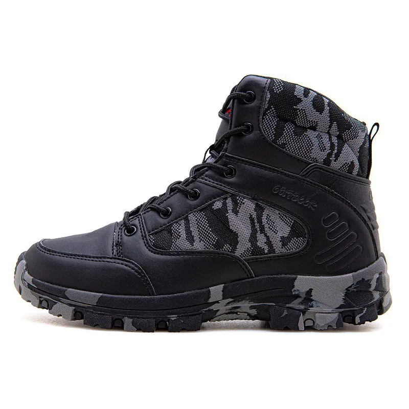 Merkmak/Высокое качество Для мужчин кожаные зимние сапоги обувь Для мужчин водонепроницаемые зимние ботинки в армейском стиле; мужские кроссовки 9908 Армейские ботинки - Цвет: Camouflage Black