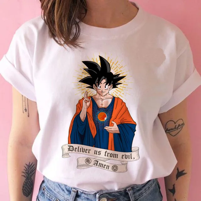 New Anime Dragon Ball Kawaii Funny Woman T-shirts Cartoon Shirt Harajuku T-shirt Ullzang Graphic Tshirt Fashion Top Tees Female 11