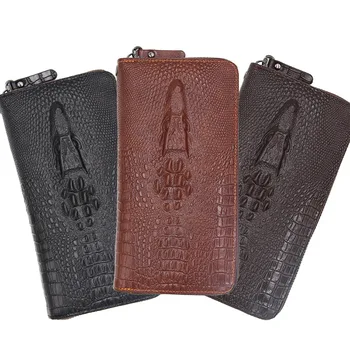 

Europe And America Style Crocodile Pattern Clutch Large-Volume 1 Fold Card Bit More New Style Business Long Zipper Wallet Men