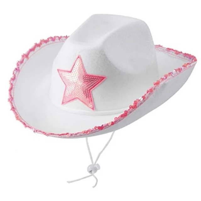 Leuchten Cowboyhut für Frauen rosa holo graphischen Raum Cowgirl Hut weiß  LED Cowboyhut westlichen Cowboyhut Kostüm zubehör - AliExpress