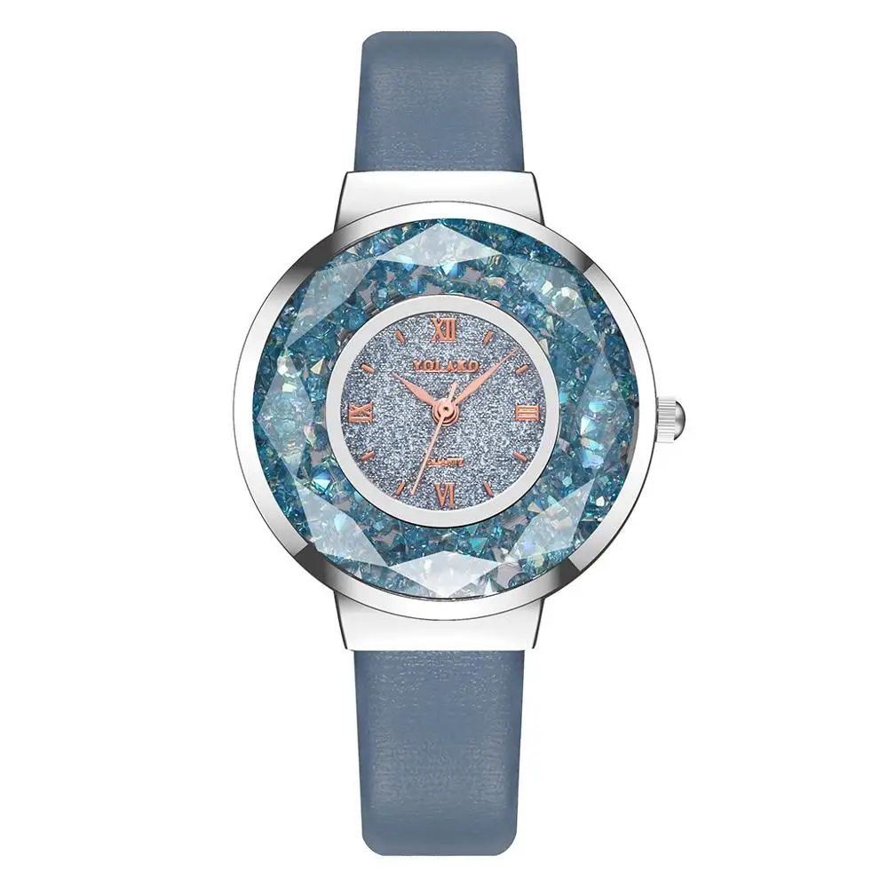 Sky Blue Модные женские розовые часы со стразами Римский циферблат Кварцевые женские часы повседневные Кристальные женские наручные часы женские часы A30 - Цвет: Sky Blue