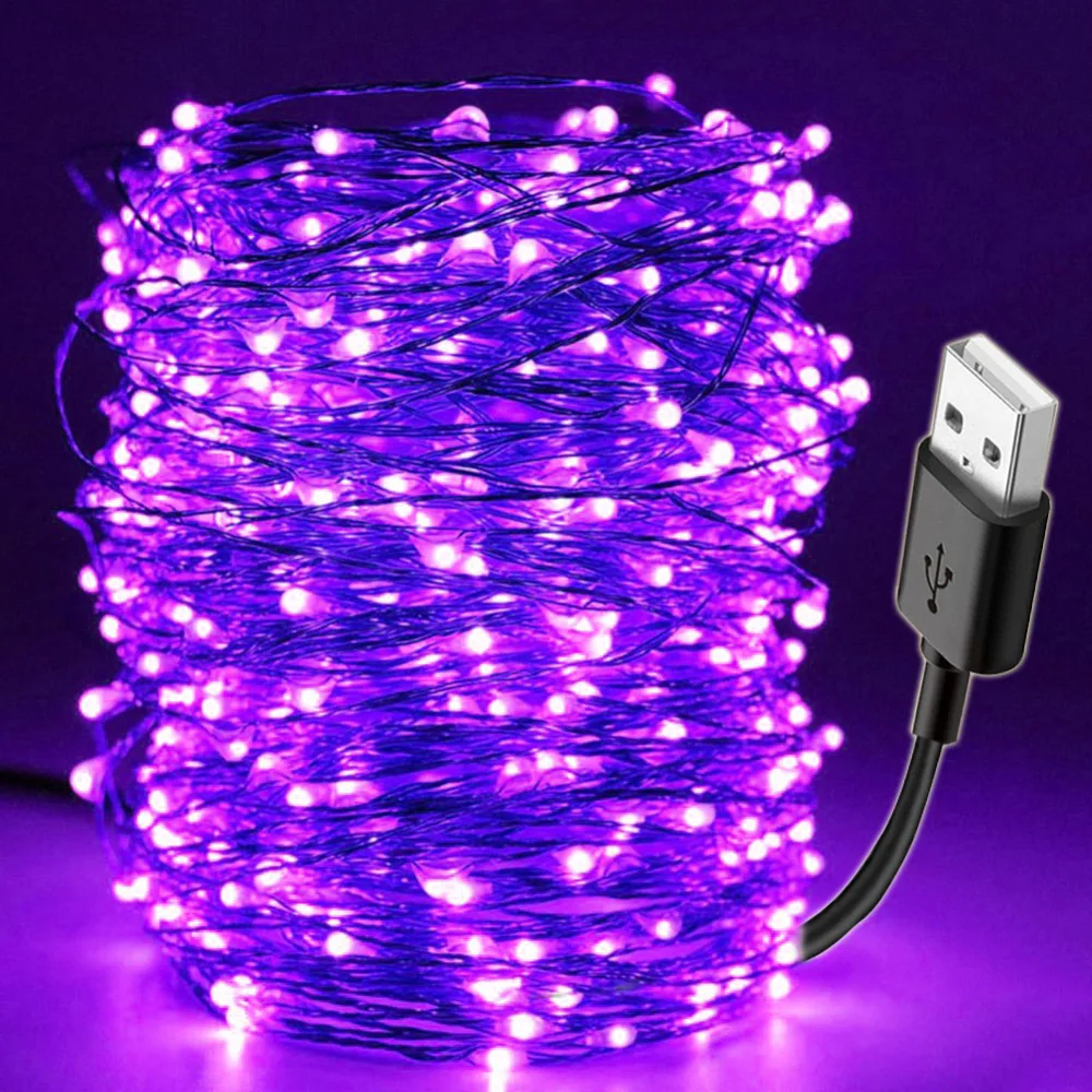 

5pcs 10M Led Light UV String USB Christmas Halloween Party Waterproof DIY Bar Lamp Germicidal Stage Haunted House Ultraviolet