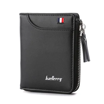 

Baellerry Men Wallet Small Zipper Mens Wallets Slim Credit Card Holder Leather Mini Card Case Slots Male Purse Short Coin Wallet