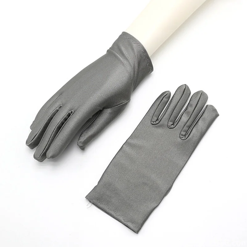 Spandex Summer Short Gloves Women Men Thin Stretch Sun Protection Full Finger Mitten Black Sexy Etiquette Driving Jewelry Gloves