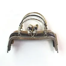 

10pcs 20cm Metal Purse Frame Handle for Making Kiss Clasp Lock Rose Head Floral Embossed Bronze Tone Bags Hardware Accessories