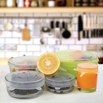 

Silicone Stretch Lids.Keeping Food Fresh. Reusable, Durable and Expandable Silicon To Fit Various Sizes Of Bowl Covers, Cups, Ca