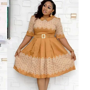 

African Women Clothing Dashiki Dress Fashion Dot Print New Aftican Arrivals South Africa Elegant Office Party Dress Half Sleeve