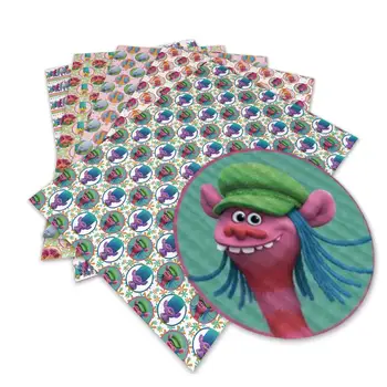 

DIY craft supplies 30 cm x 136 cm the troll printed faux leather sheets for bows material decoration. L1471-1475
