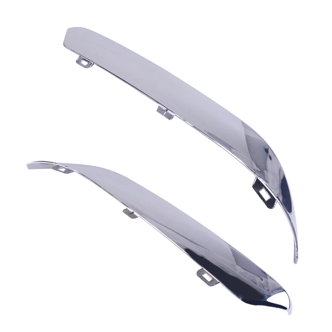 beler 2Pcs Front Chrome Bumper Lower Lip Molding Strip Trim Set Car