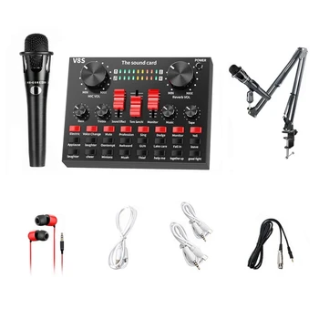 

Live Sound Card Voice Changer o DJ Mixer for Phone Computer Game iPad Karaoke Broadcast Recording Mic Sound Card Set