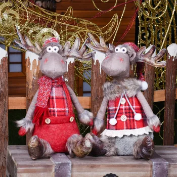 

Xmas Decor Lovely Sitting Elk Figures Christmas Dolls Christmas Decoration for Home Kids Children Festival New Year Natale Gifts