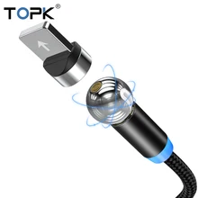 TOPK AM28 вращающийся на 360 градусов Магнитный кабель для iPhone 11 Pro Max X Xs Max 8 7 6 5S Plus светодиодный магнитный кабель для зарядки