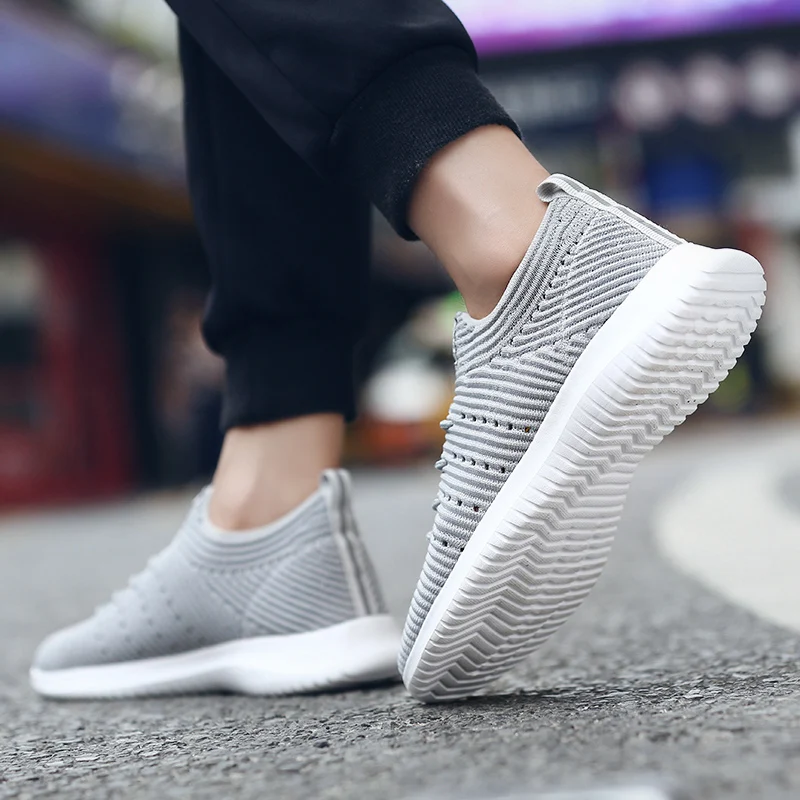 Мужская обувь; Beathable Air Mesh; мужская повседневная обувь; слипоны; носки для осени; мужские теннисные кроссовки; Masculino Adulto; большие размеры 46