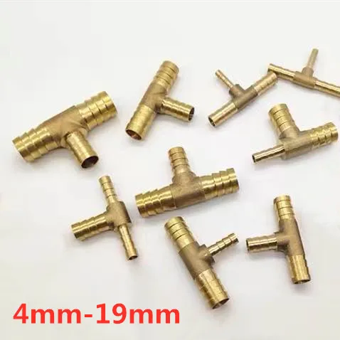 12mm Brass Barbed T-Piece Fitting - 3-Way Fuel/Gas Hose Joiner Adapter, Metal Tee Connector For Air & Fuel Lines 13 thumbnail image