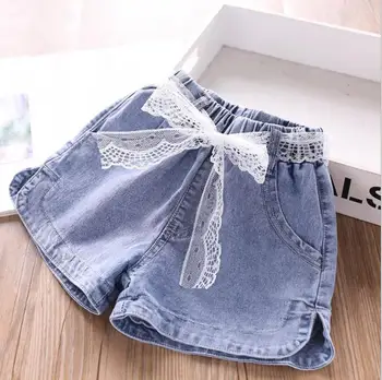 

girls shorts 2020 summer baby girls denim lace belt shorts kids short wholesale