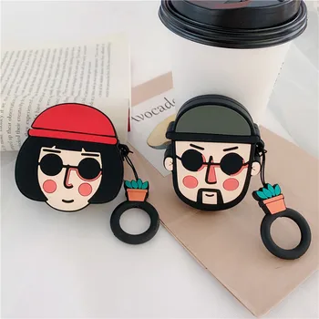 

Cute Leon Matilda Cool Couples Killer Earphone Headset Accessorie Silicone Case For Airpods 1 2 Protective Wireless Bluetooth