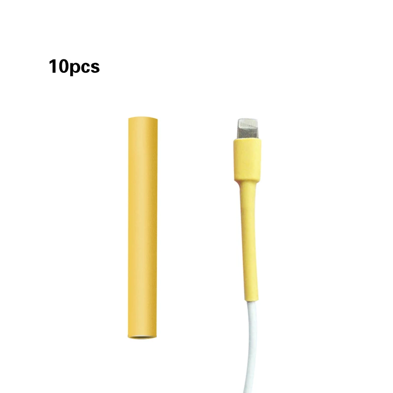 yellow Защитная пленка для кабеля для Iphone, 10 шт., фиксированная термоусадочная пленка, рукав для намотки, термоусадочная трубка, usb-кабель для IPhone 5, 6, 7, 8 X - Цвет: yellow