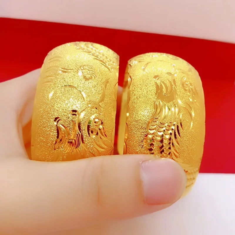 OMHXFC,, YM09, Европейская мода, для женщин, для матери, вечеринки, дня рождения, свадьбы, подарок, дракон, Феникс, цветок, 24KT, золотистый браслет