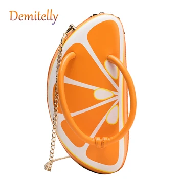 

Watermelon & Orange Half Moon Design Girls Shoulder Chain Bag Purses and Handbags Clutch Bag Female Tote Pouch Women Bag