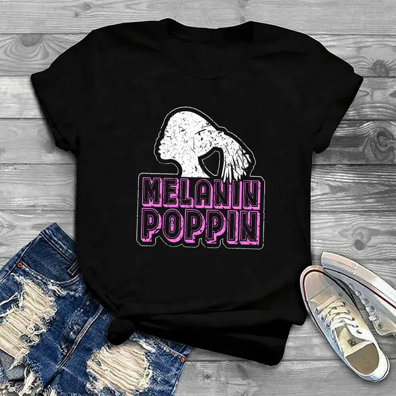 

Summer Melanin Goddess Women T Shirt Ladies Melanin T-Shirt Street Wear Tshirt Cotton Graphic Tshirts