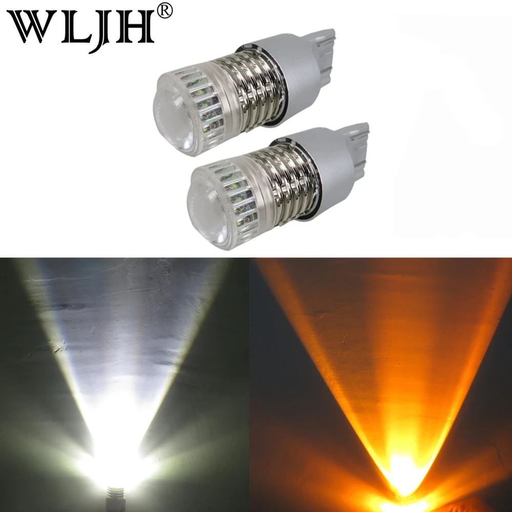 WLJH 2шт 40W 7443 W21W T20 светодиодный 1000lm Авто внешний переключатель Белый Янтарный