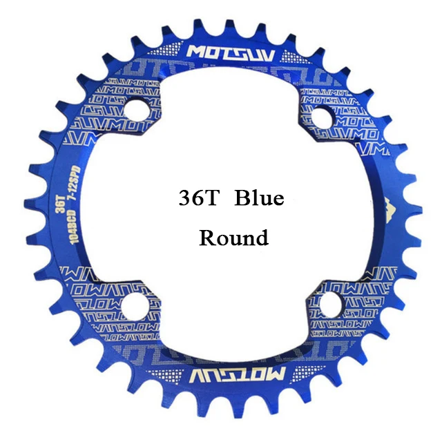 Blue Round 36T Велосипедный Кривошип 104BCD круглой формы, узкий широкий 32 T/34 T/36 T/38 T MTB, велосипедная цепь, велосипедная цепь, круг, шатун, одна пластина - Цвет: Blue Round 36T