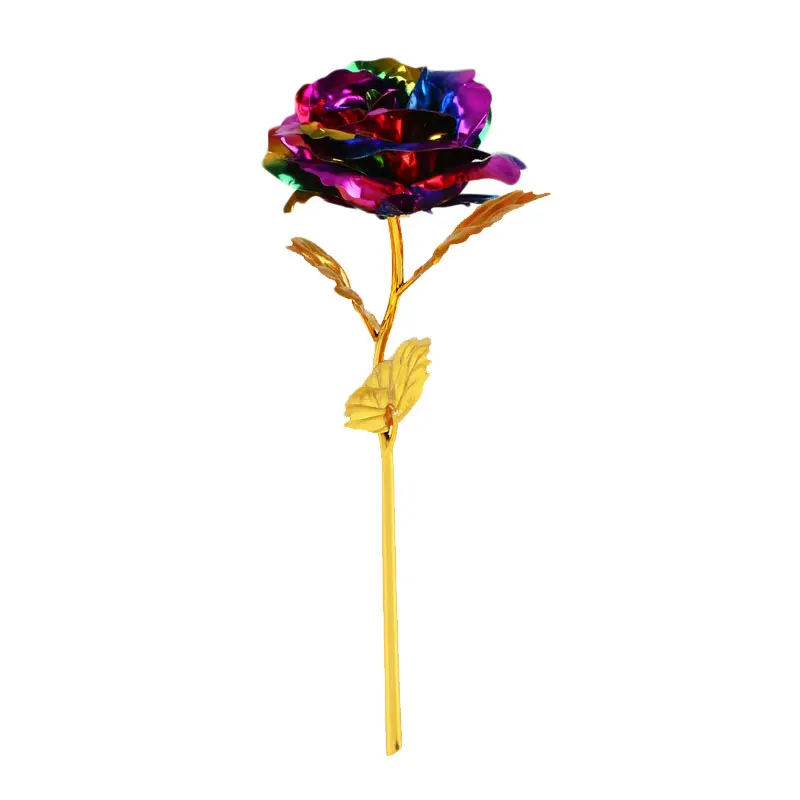 Colorful Позолоченная Роза 24K позолоченный 24K розовый букет красочная Роза яркого цвета подарки Золотая имитация Роза из золотистой фольги поставки - Цвет: Colorful