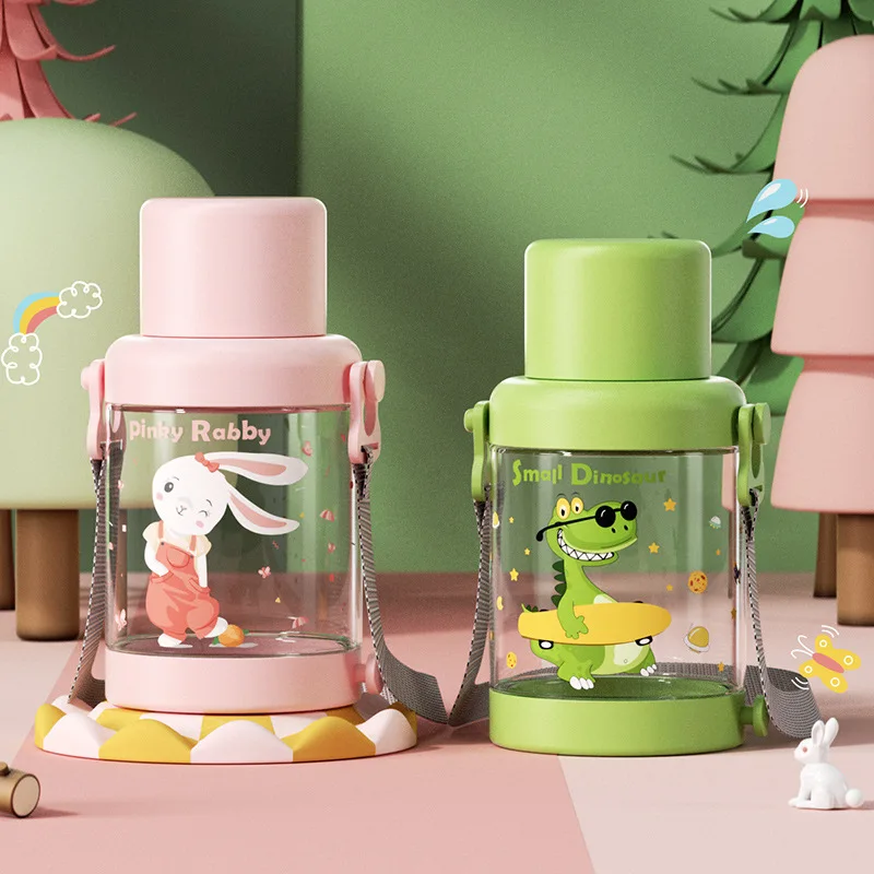 Cute Cartoon Children Water Cup 1000ml Summer Large Capacity Portable Outdoor Bottle Sports Plastic  Дом и