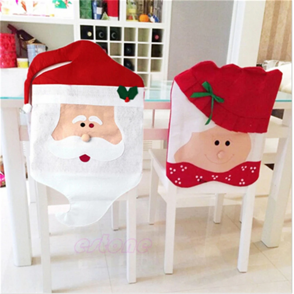 2019 Fashion Santa Claus Mrs. Claus Cap Chair Covers Christmas Dinner Table Decoration for Home Chair Back Cover Navidad