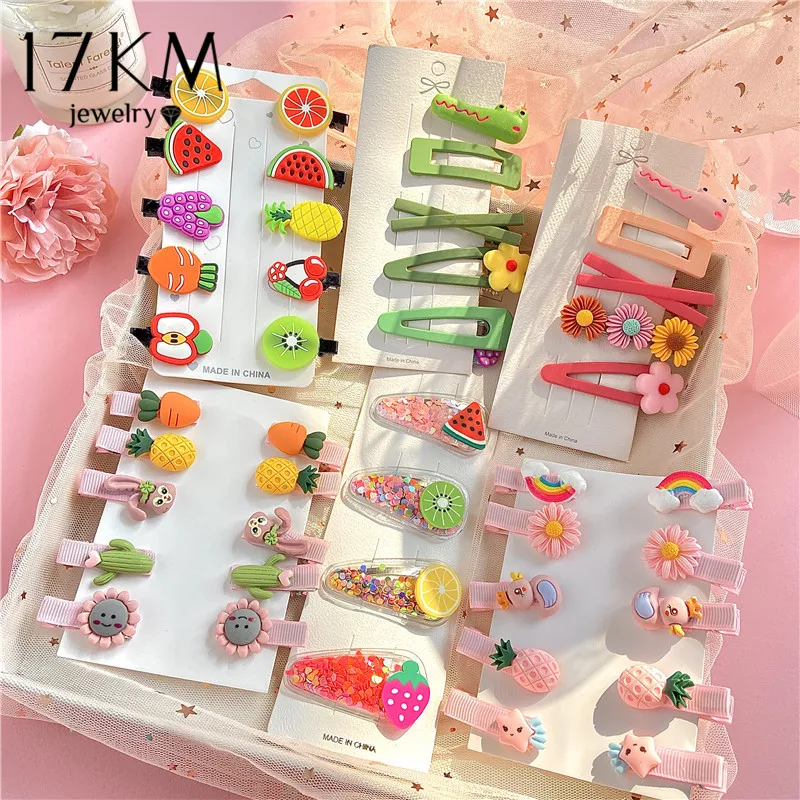 

17KM Fashion Candy Rainbow Fruit Hair Clip For Baby Girls Children Kids Hairpin Flower Cartoon Women Barrette Hair Accessories